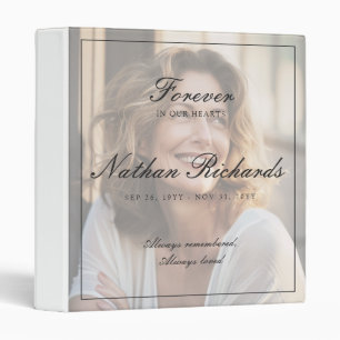 Elegant Script Celebration of Life Photo Funeral 3 Ring Binder