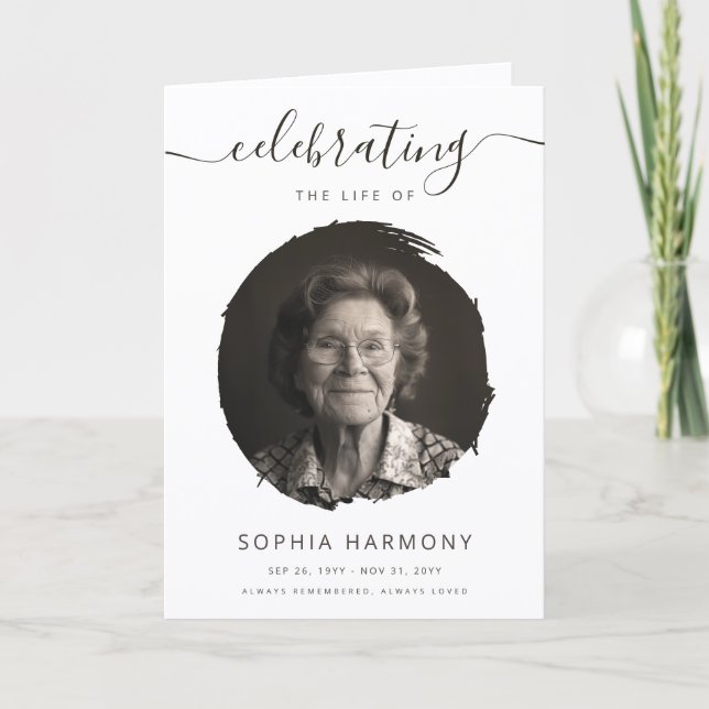 Elegant Script Celebration of Life Photo Program (Front)