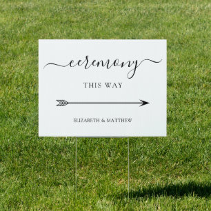 Elegant Script Ceremony This Way Directional Sign