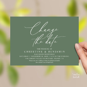 Elegant Script Change the Date Wedding Postpone Invitation