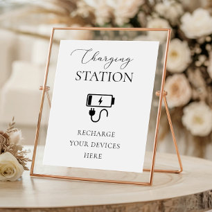 Elegant Script Charging Station Wedding Sign