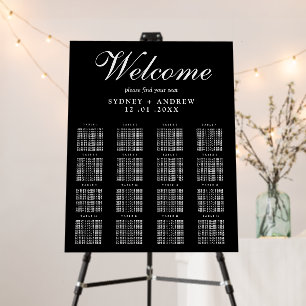 Elegant Script Chic Black Wedding Seating Chart Foam Board