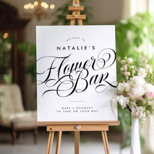 Elegant Script Chic Bridal Shower Flower Bar Sign