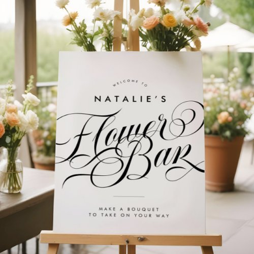 Elegant Script Chic Bridal Shower Flower Bar Sign