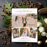 Elegant Script Chic Christmas 4 Photo Collage Holiday Postcard<br><div class="desc">Our gorgeous holiday photo card is the perfect choice for anyone looking for a stylish holiday card with personalized photos to wish merry Christmas to their loved one. Chic and elegant the design features a collage of 4 personalized photos within a thin, elegant, and minimalist white frame. The greeting text,...</div>