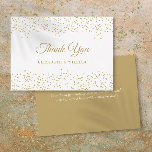 Elegant Script Chic Gold Dust Confetti Thank You Card