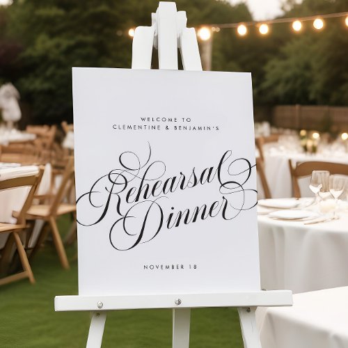Elegant Script Chic Wedding Rehearsal Dinner Sign