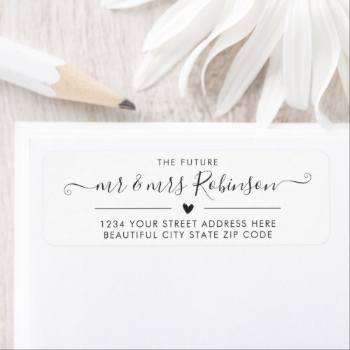 Elegant Script Chic Wedding Return Address Label