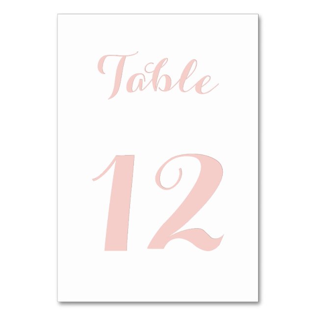 Elegant Script Chic White Rose Gold Wedding Party Table Number (Front)