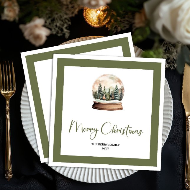 Elegant Script Christmas Ball Custom Name Napkins (Elegant Script Christmas Ball Custom Name Napkins)