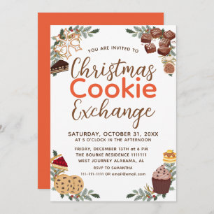 Elegant Script Christmas Cookie Exchange Party Invitation