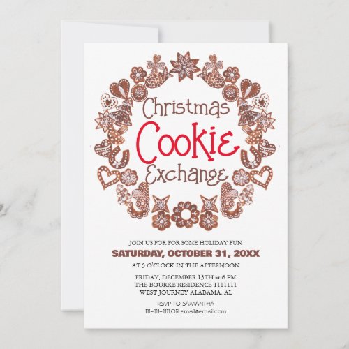 Elegant Script Christmas Cookie Exchange Party  Invitation