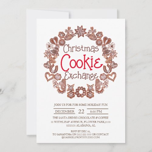 Elegant Script Christmas Cookie Exchange Party  Invitation