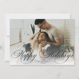 Elegant Script Christmas Modern Minimal 1 Photo Holiday Card
