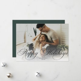 Elegant Script Christmas Modern Minimal Photo Holiday Card