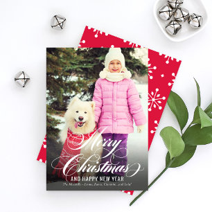 Elegant Script Christmas New Year Photo Holiday Card