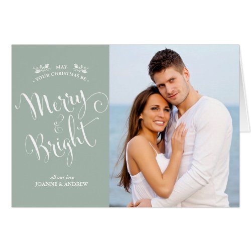 Elegant Script Christmas Photo Card in Green