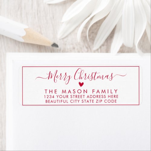 Elegant Script Christmas Return Address Label