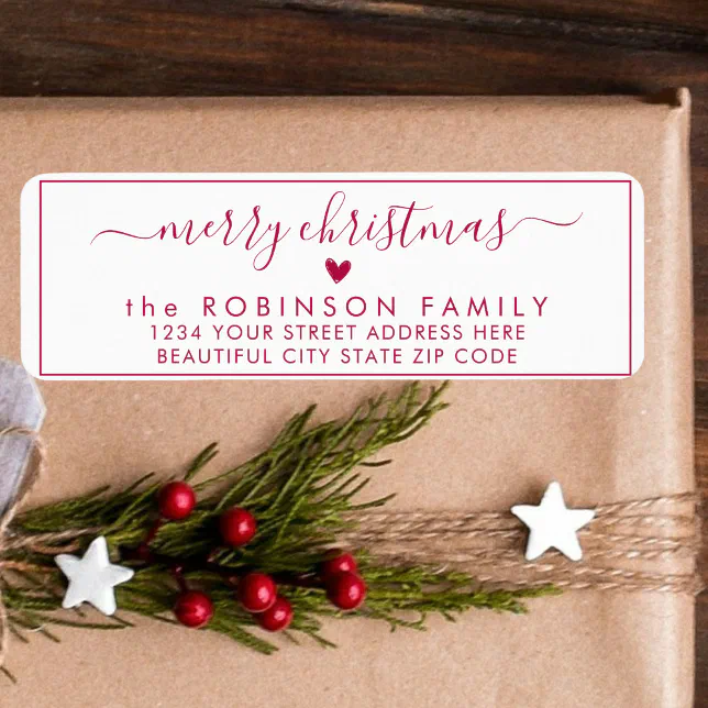 Elegant Script Christmas Return Address Label | Zazzle