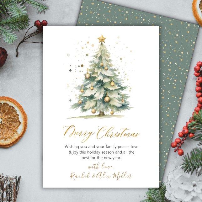 Elegant Script Christmas Tree Non Photo Christmas Holiday Card (Creator Uploaded)