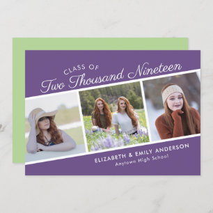 Elegant Script Class of 2019   3 Photos Graduation Invitation