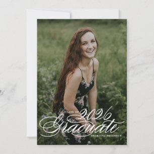 Elegant Script Class of 2025 Photo Graduation Announcement