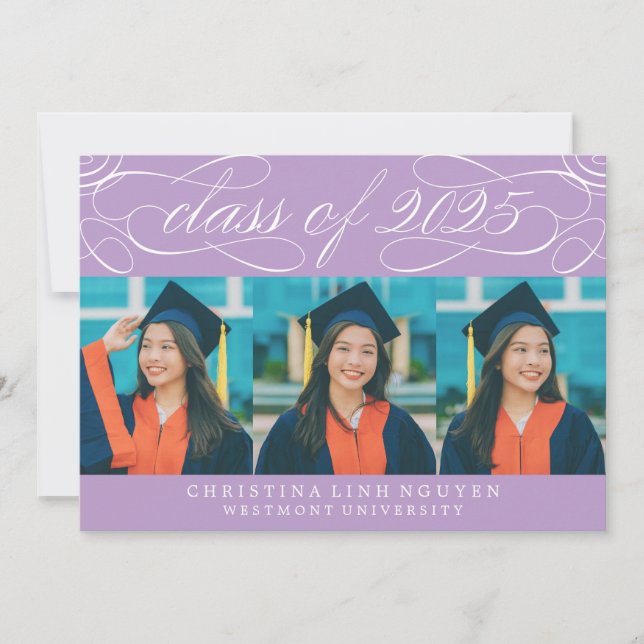 ELEGANT SCRIPT CLASS OF 2025 PHOTO GRADUATION INVITATION (Front)