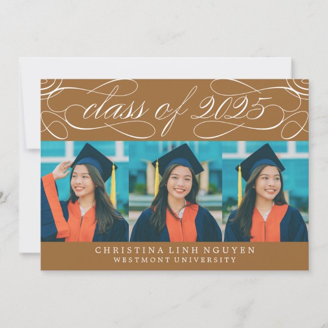 ELEGANT SCRIPT CLASS OF 2025 PHOTO GRADUATION INVITATION (Front)