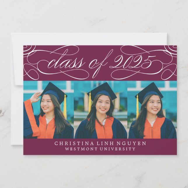 ELEGANT SCRIPT CLASS OF 2025 PHOTO GRADUATION INVITATION (Front)