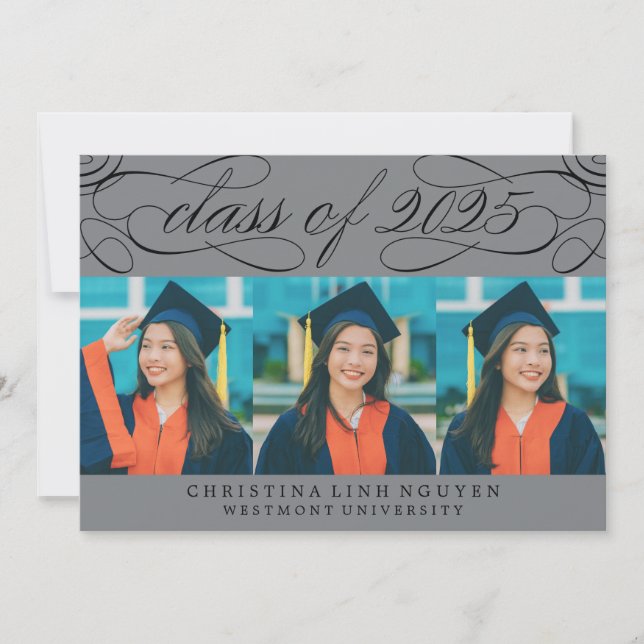 ELEGANT SCRIPT CLASS OF 2025 PHOTO GRADUATION INVITATION (Front)