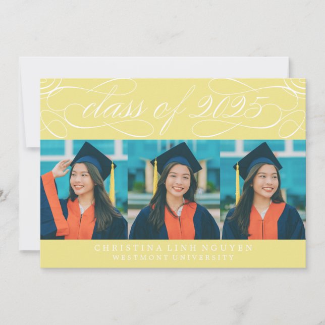 ELEGANT SCRIPT CLASS OF 2025 PHOTO GRADUATION INVITATION (Front)