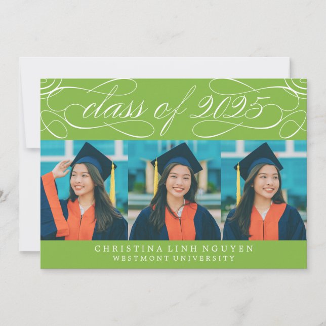 ELEGANT SCRIPT CLASS OF 2025 PHOTO GRADUATION INVITATION (Front)