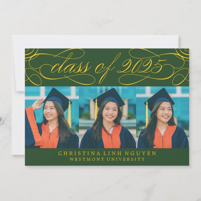ELEGANT SCRIPT CLASS OF 2025 PHOTO GRADUATION INVITATION (Front)