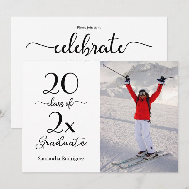 Elegant Script Class of 2025 Photo Graduation Invitation (Front/Back)