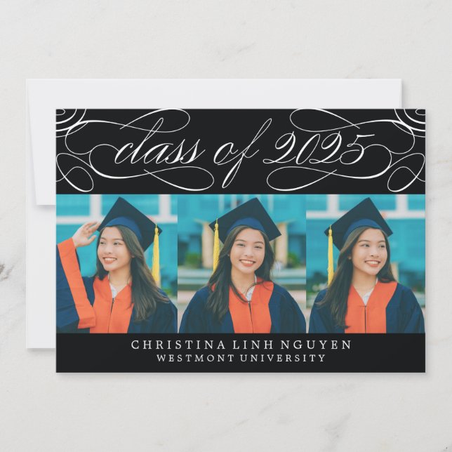 ELEGANT SCRIPT CLASS OF 2025 PHOTO GRADUATION INVITATION (Front)