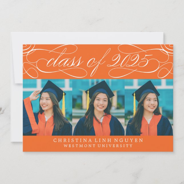 ELEGANT SCRIPT CLASS OF 2025 PHOTO GRADUATION INVITATION (Front)