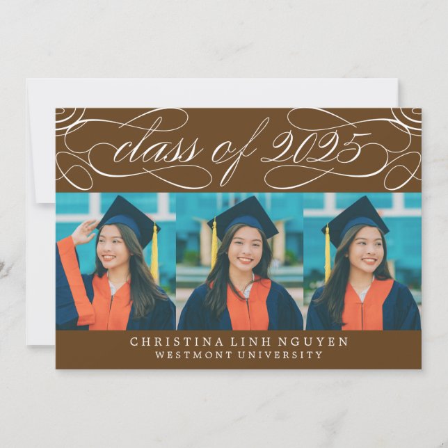 ELEGANT SCRIPT CLASS OF 2025 PHOTO GRADUATION INVITATION (Front)