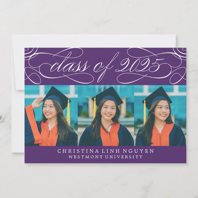 ELEGANT SCRIPT CLASS OF 2025 PHOTO GRADUATION INVITATION (Front)