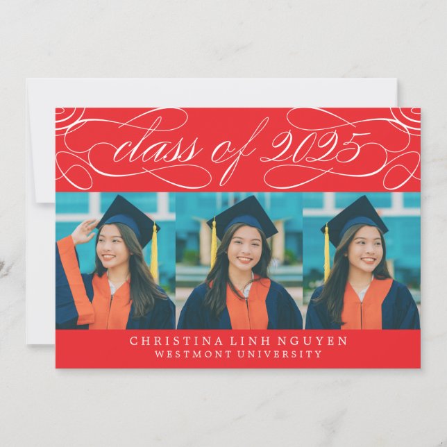 ELEGANT SCRIPT CLASS OF 2025 PHOTO GRADUATION INVITATION (Front)