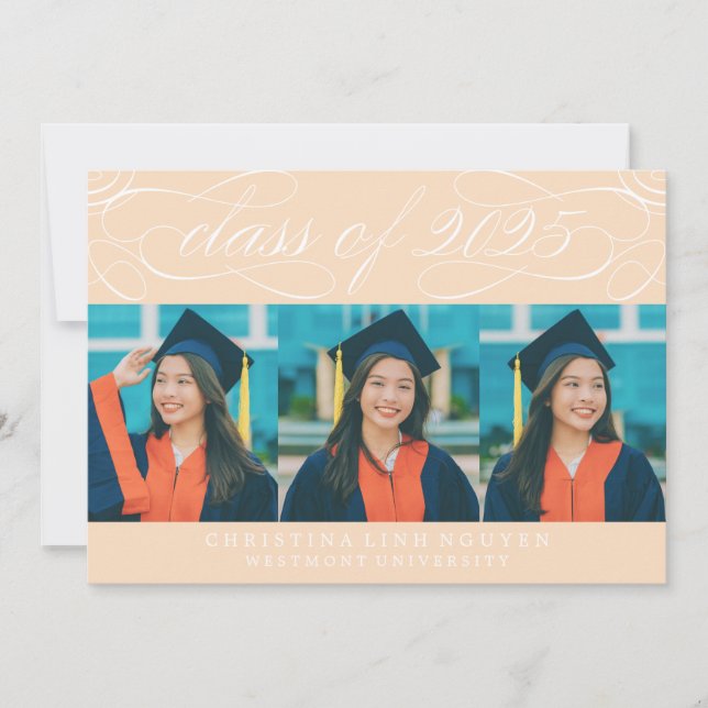 ELEGANT SCRIPT CLASS OF 2025 PHOTO GRADUATION INVITATION (Front)