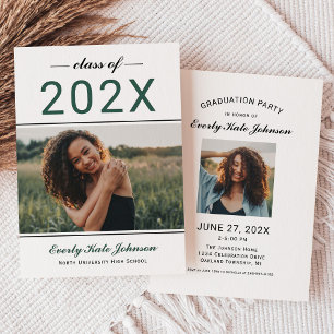 Elegant Script Class of 2026 Graduation Party Letterpress Photo Cards