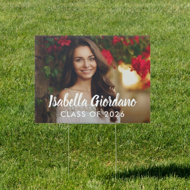 Elegant Script Class of 2026 Graduation Photo Sign (Insitu)