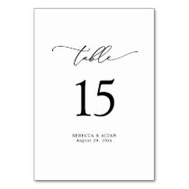 Elegant Script Classic Black & White Wedding Table Number