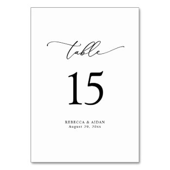 Elegant Script Classic Black & White Wedding Table Number by PeachBloome at Zazzle