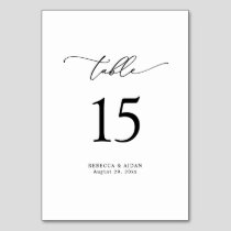 Elegant Script Classic Black & White Wedding Table Number
