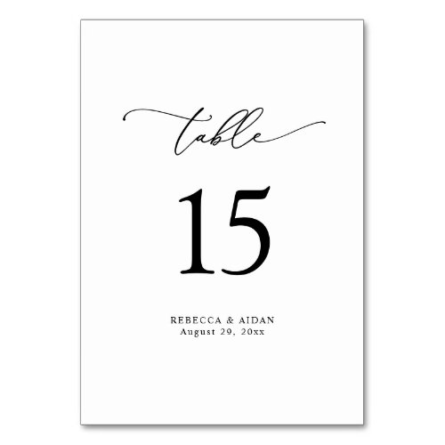 Elegant Script Classic Black & White Wedding Table Number Elegant Script Classic Black & White Wedding Table Number