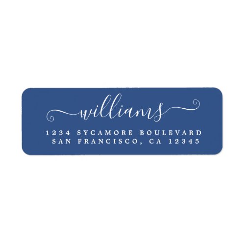 Elegant Script Classic Blue Family Return Address Label