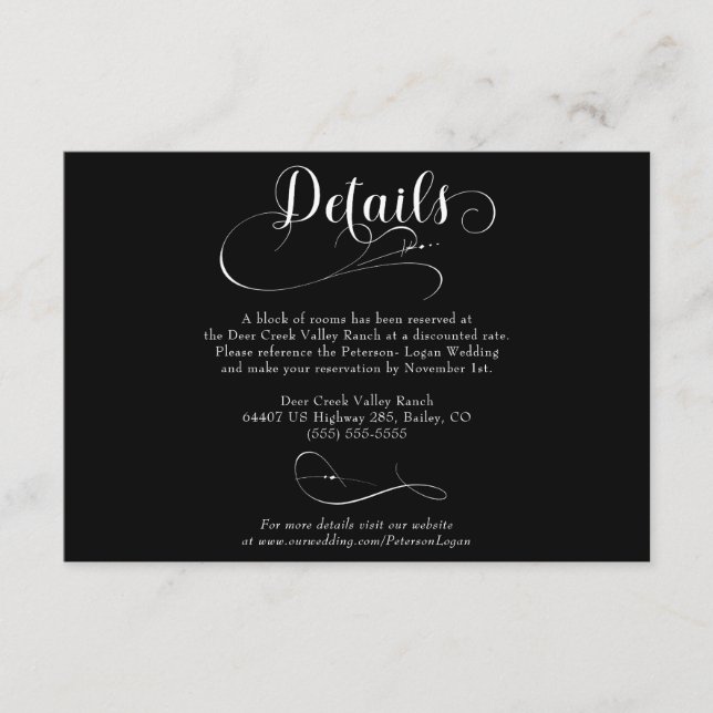 Elegant Script Classic Wedding Details Enclosure Card (Front)