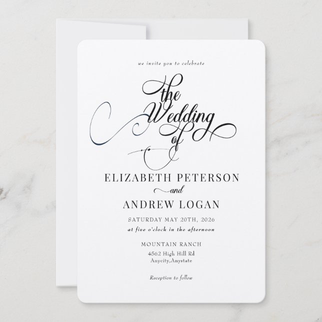 Elegant Script Classic Wedding Invitations (Front)