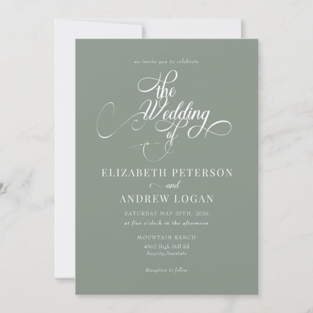 Elegant Script Classic Wedding Invitations (Front)